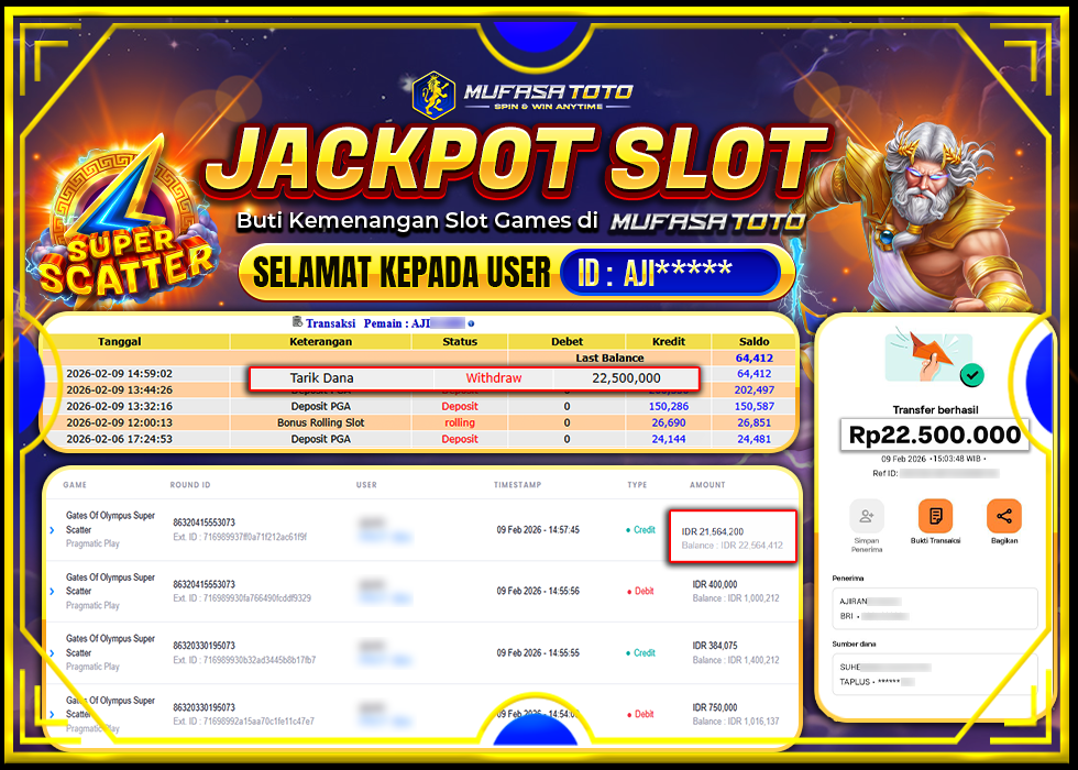 MUFASATOTO JACKPOT PRAGMATIC PLAY Rp 22.500.000 |LUNAS